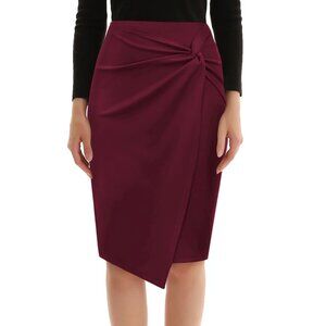 NWT Kate Kasin Side Gather Bodycon Pencil Skirt Size L Maroon